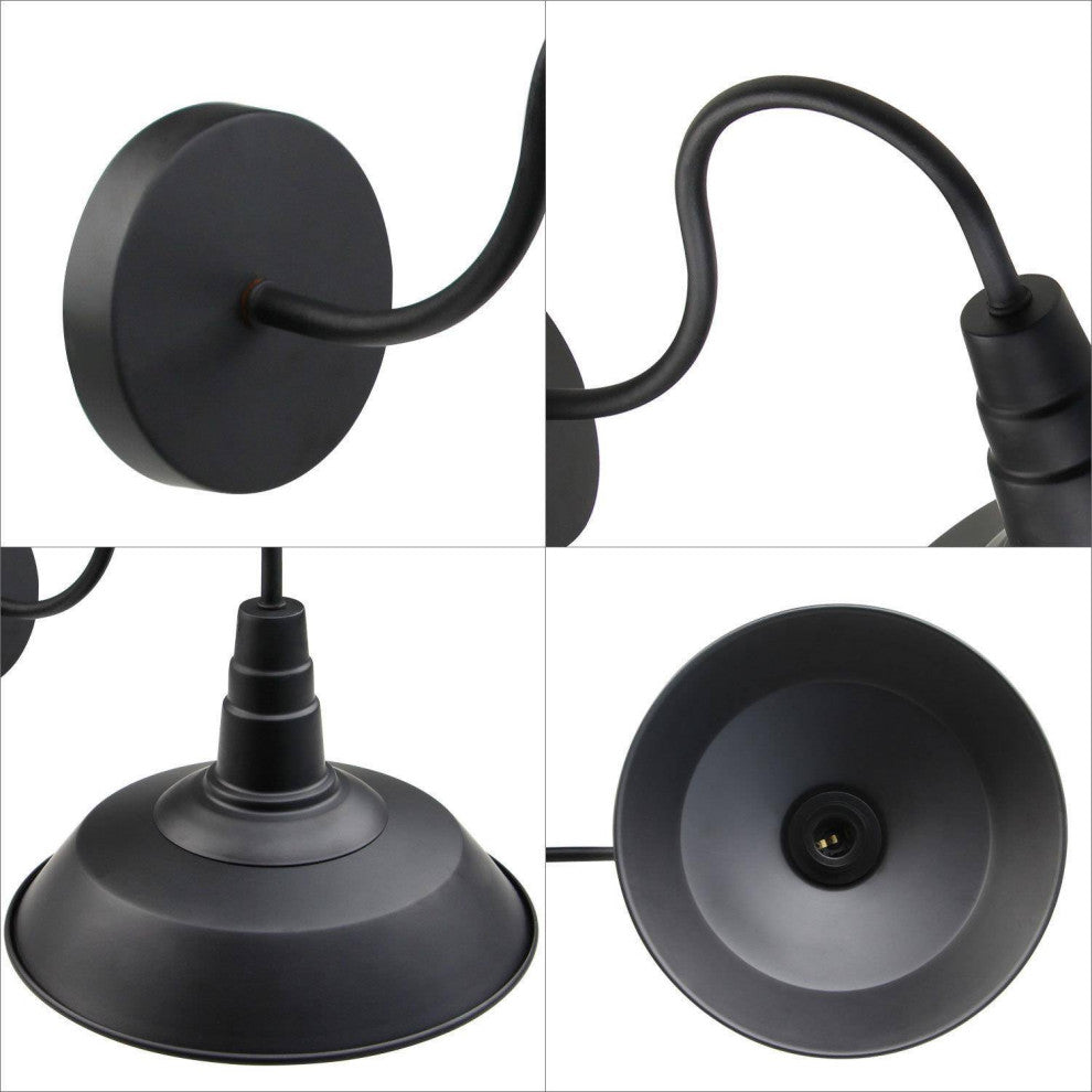 LNC 2-Pack Black Lamps Gooseneck Wall Sconces Barn Warehouse Industrial