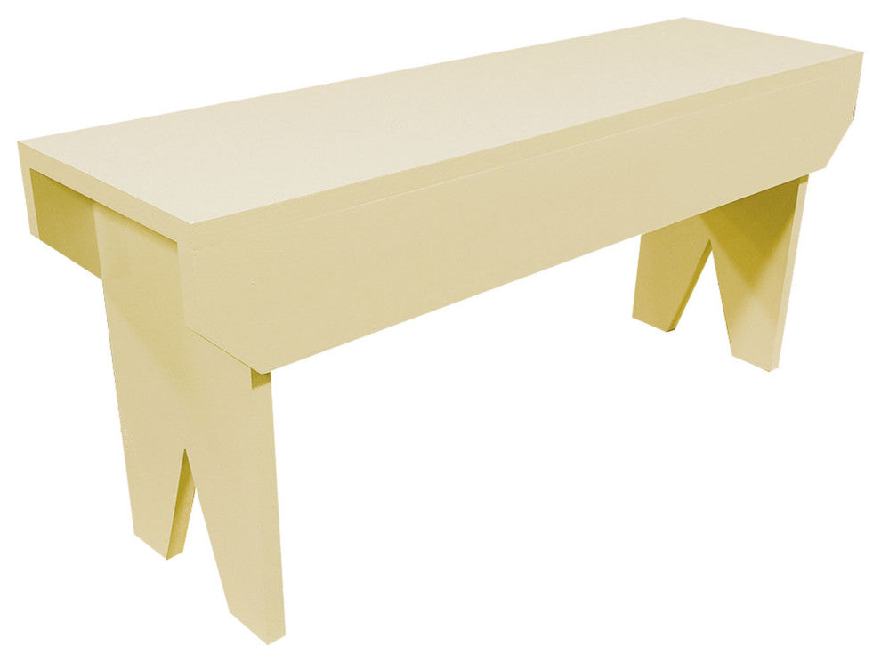 Simple Wood Bench, Cream