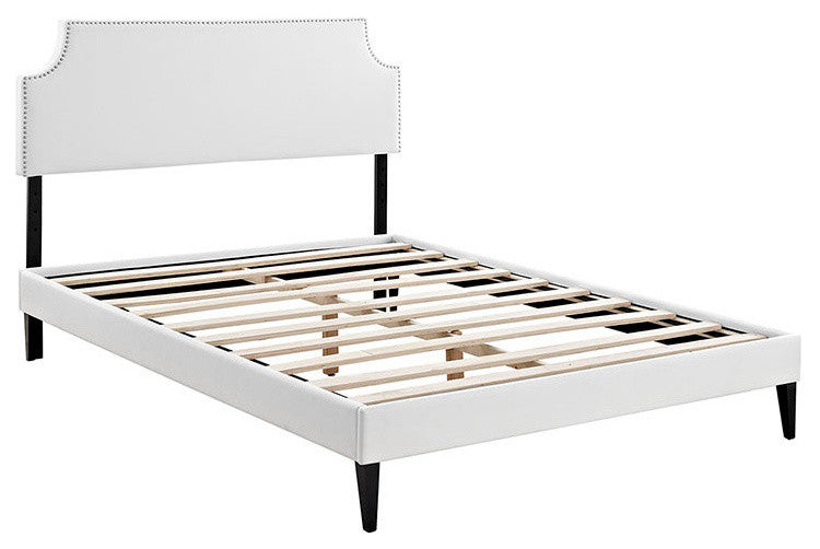 Modway Laura King Vinyl Platform Bed With Squared Tapered Legs, White