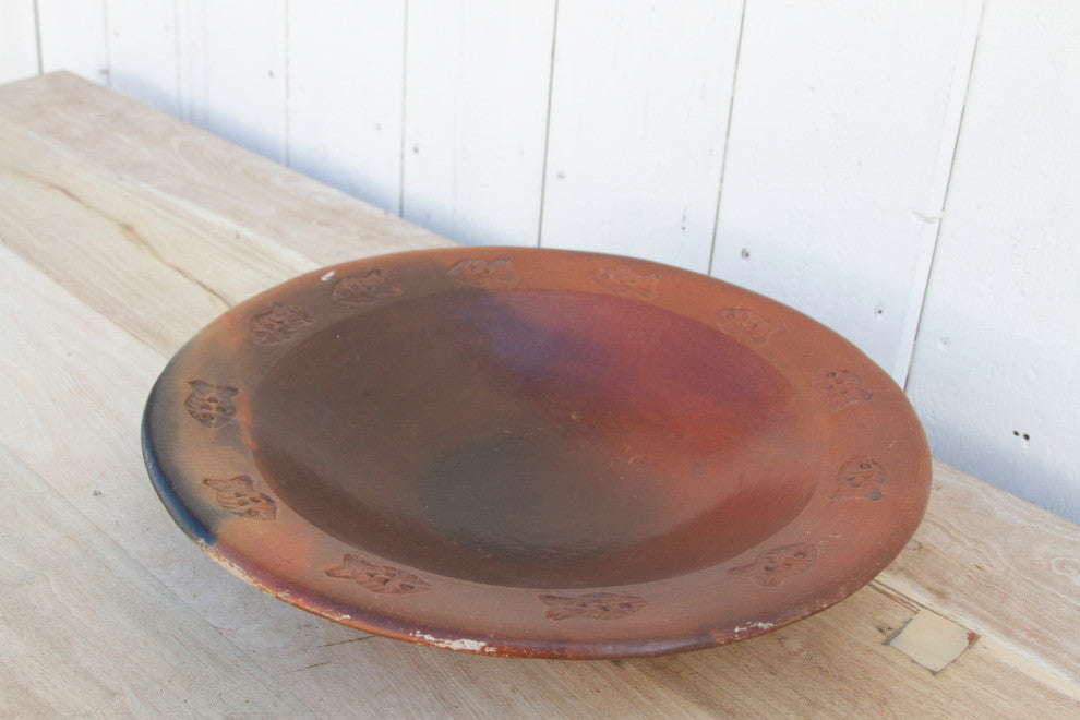 French Fish Engraved Clay Bowl