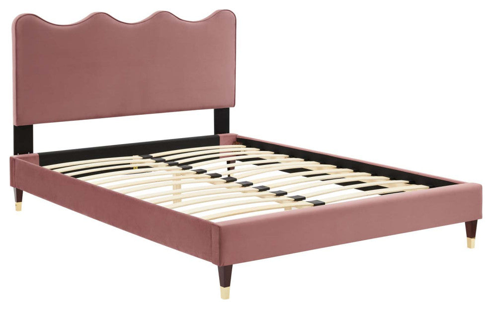Current Performance Velvet Twin Platform Bed, Dusty Rose
