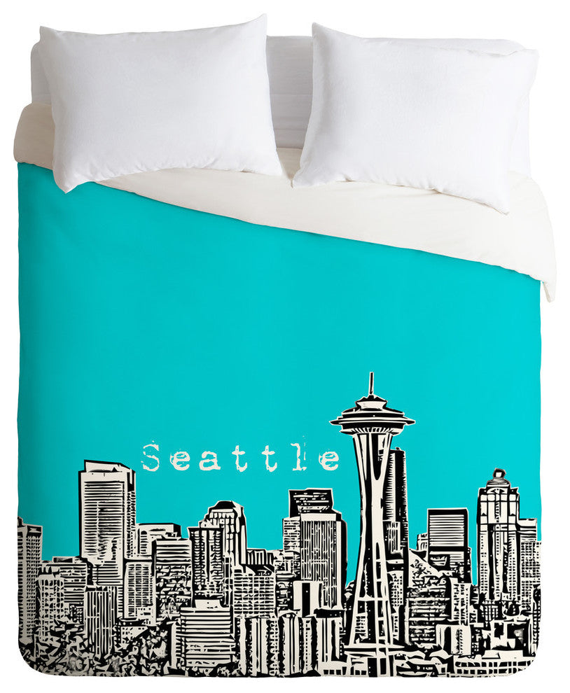 Deny Designs Bird Ave Seattle Teal Duvet Cover - Lightweight