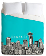 Deny Designs Bird Ave Seattle Teal Duvet Cover - Lightweight