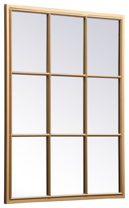 Elegant Decor MR622836BR Metal Windowpane Mirror, 28"x36", Brass