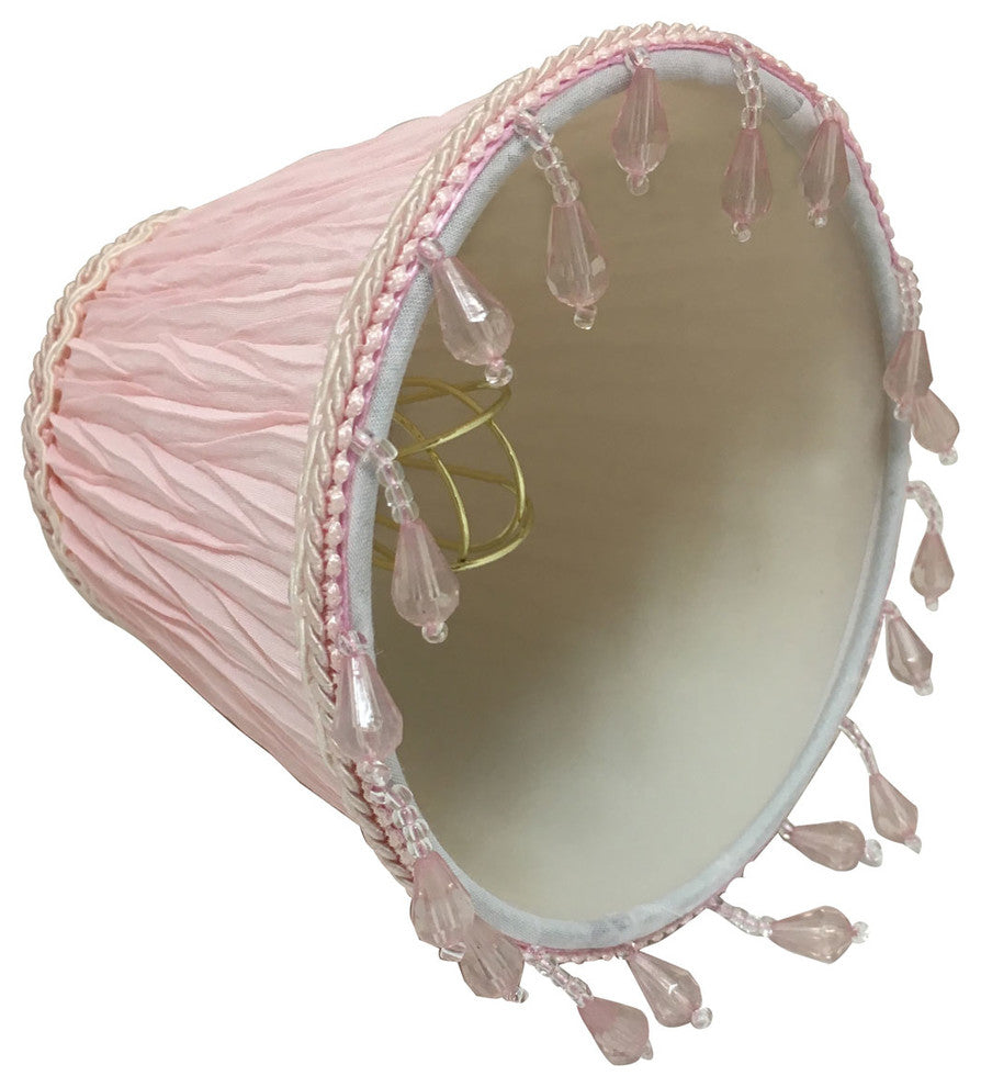 5" Ruche Pleated Empire, Pink, Clip-On Chandelier Shade, 3"x5"x4.5, Single