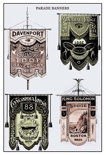 Odd Fellows: Parade Banners: Nebraska, Ohio, and Massachusetts