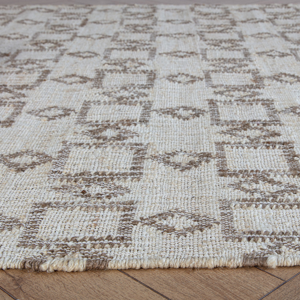 5' x 8' Colmar Ivory and Brown Ogee Flatweave Area Rug