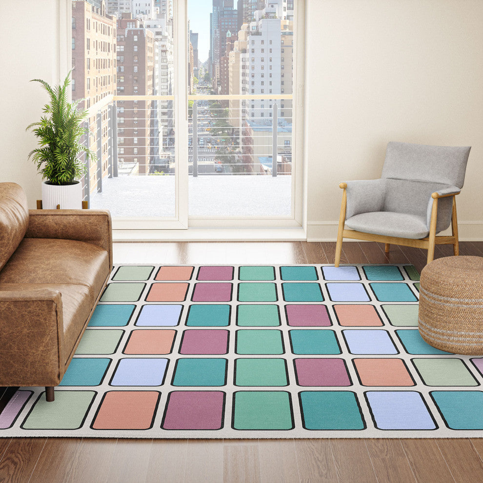 Lola Terracota 80s arcade motherboard pattern Area Rug