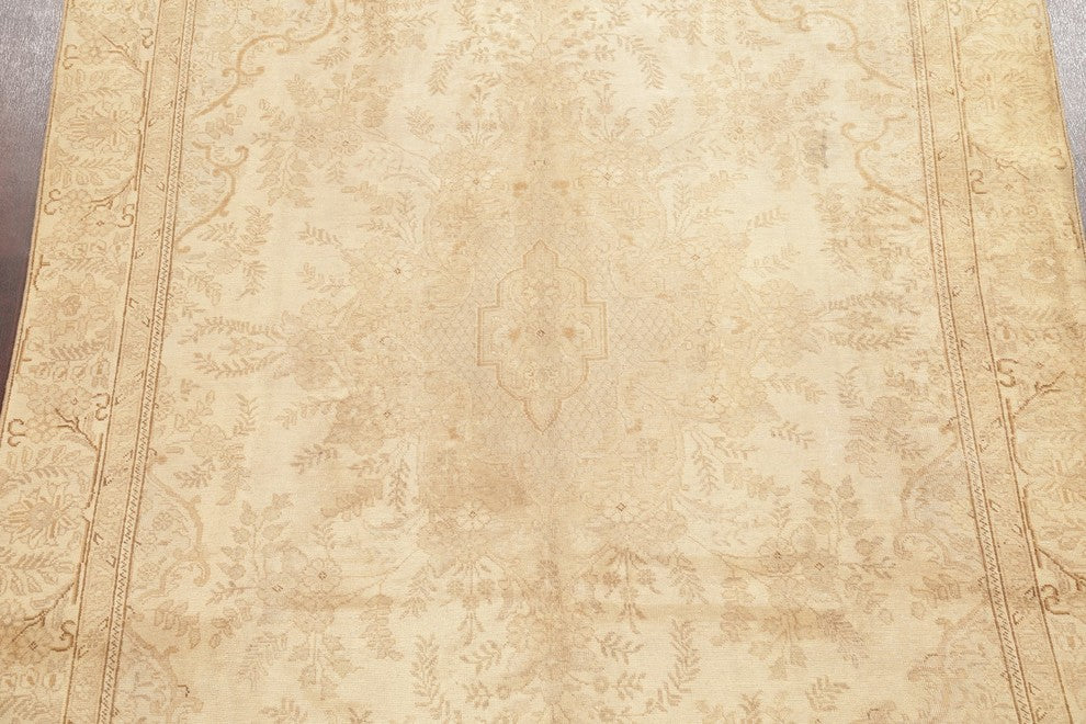 Consigned, Handmade Antique Persian Medallion 7x11 Distressed Oriental Faded Rug