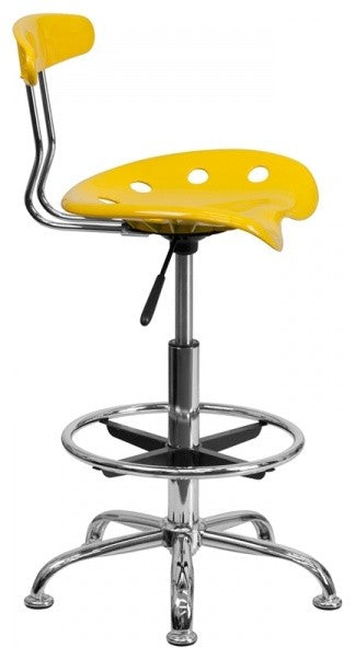 Vibrant Drafting Stool With Tractor Seat, Yellow