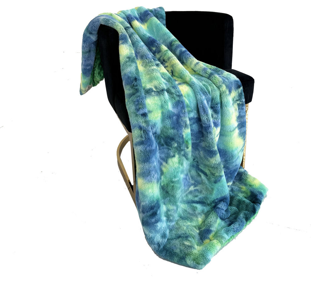 Plutus Northern Lights Faux Fur Luxury Throw Blanket, 90"L x 90"W Full