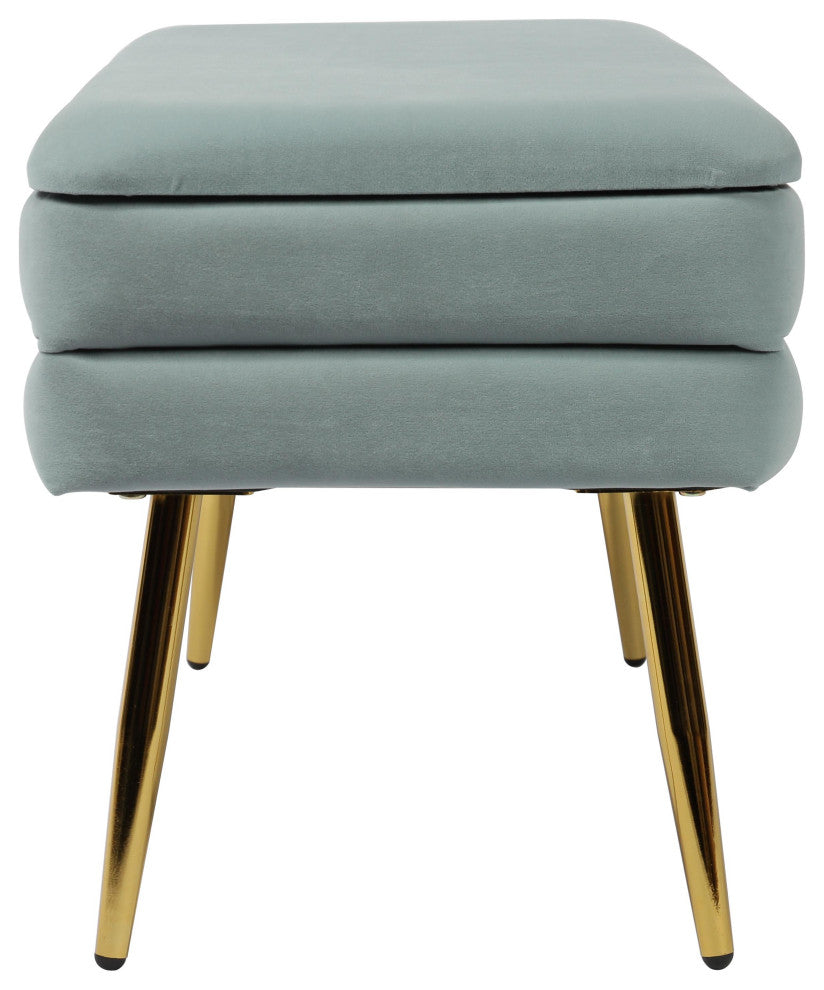 Ziva Sea Blue Velvet Storage Bench - Sea Blue