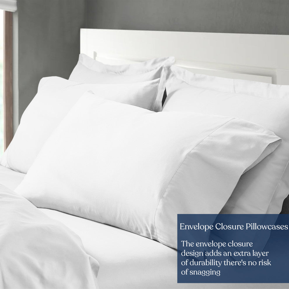 Delara 100% Eucalyptus Lyocell Tencel Pillowcase Set of 2, Dove, Queen, 21"x32"