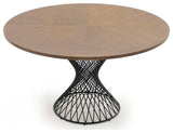 Modrest Theresa Modern Round Walnut and Black Table