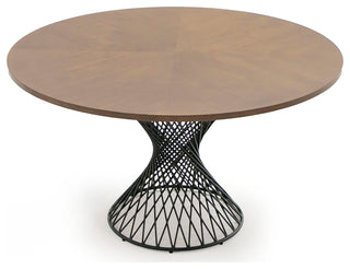 Modrest Theresa Modern Round Walnut and Black Table