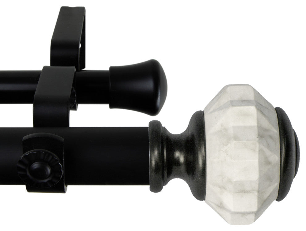 Jade 1" Diameter Double Curtain Rod, Black, 160-240"