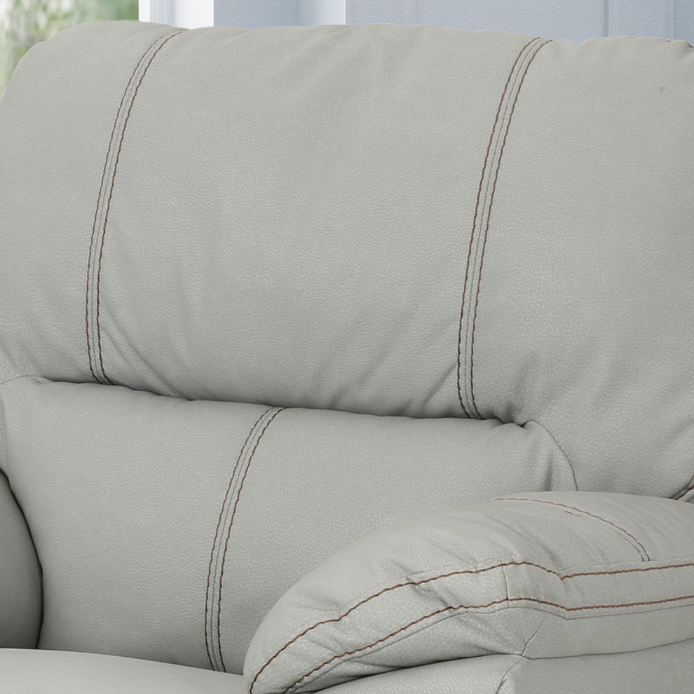 GDF Studio Laurent Leather Swivel Power Recliner, Light Gray/Black