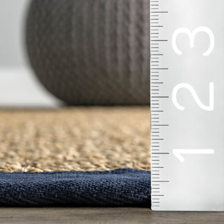 Nuloom Jute and Sisal Elijah Seagrass With Border Area Rug, Navy 6'x9'
