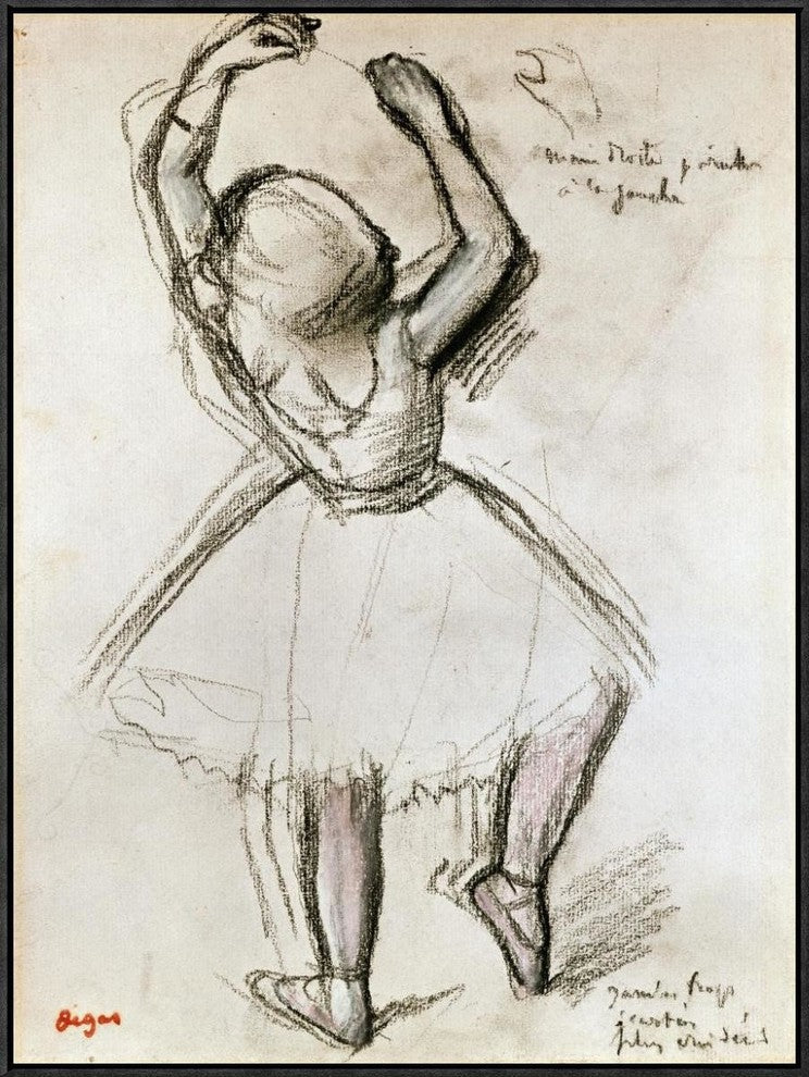 "Backview of a Dancer" Framed Canvas Giclee by Edgar Degas, 23x31"