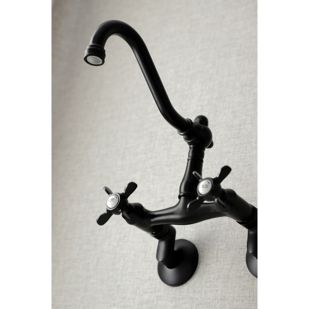 KS3220BEX 6" Adjustable Center Wall Mount Kitchen Faucet, Matte Black