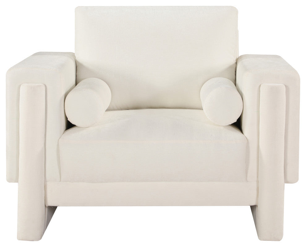 Madeline Chenille Fabric Upholstered Chair, Cream, Chair