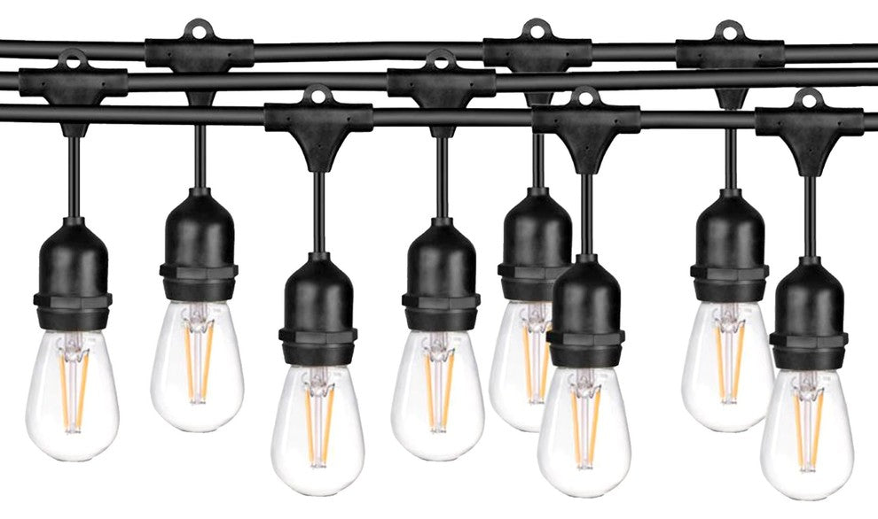 LEDPAX LED Outdoor Waterproof String Lights, 15 Sockets, Edison Bulbs, 48'