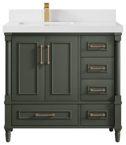 Aberdeen 36 Left Offset Bath Vanity in Pewter Green 2