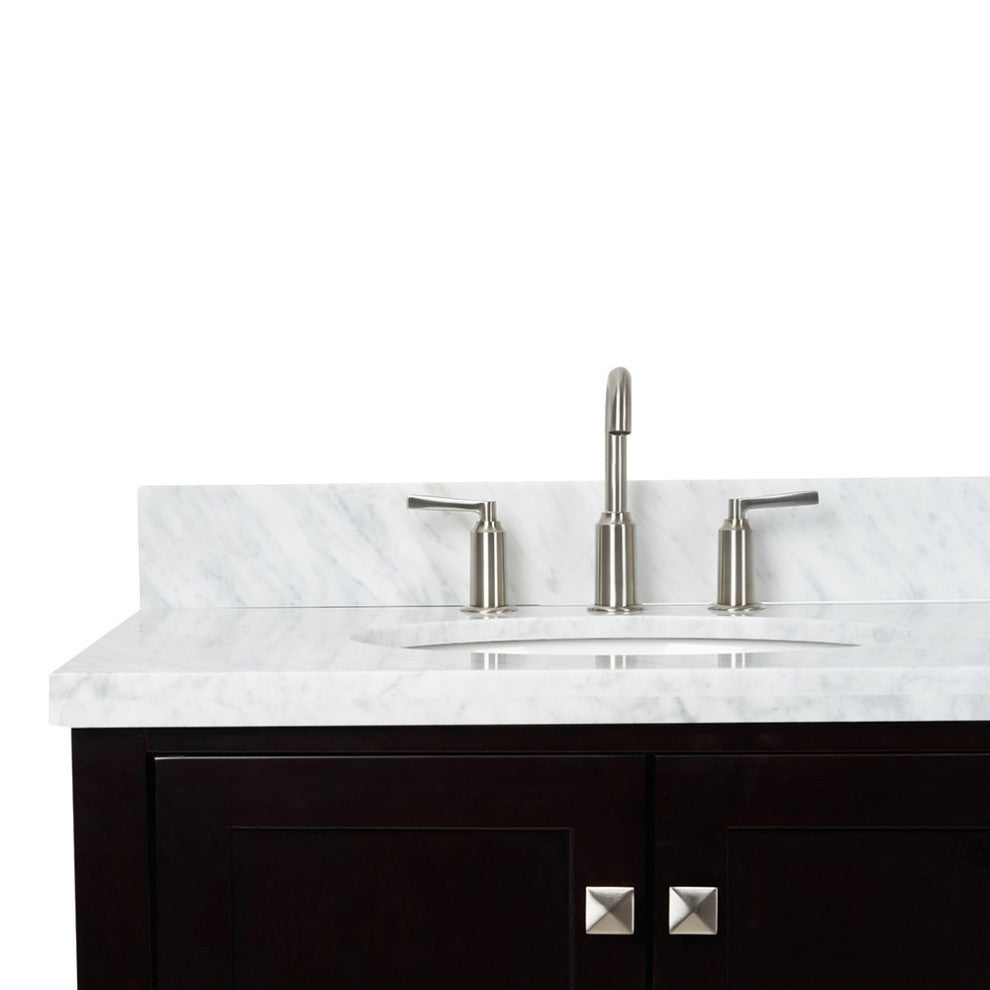 ARIEL Cambridge 73" Double Oval Sinks Bathroom Vanity Espresso with Marble Top