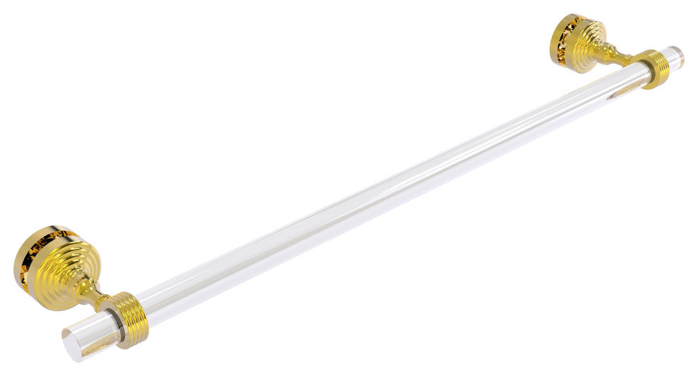 Pacific Grove 24" Shower Door Towel Bar with Groovy Accents, Polished Brass