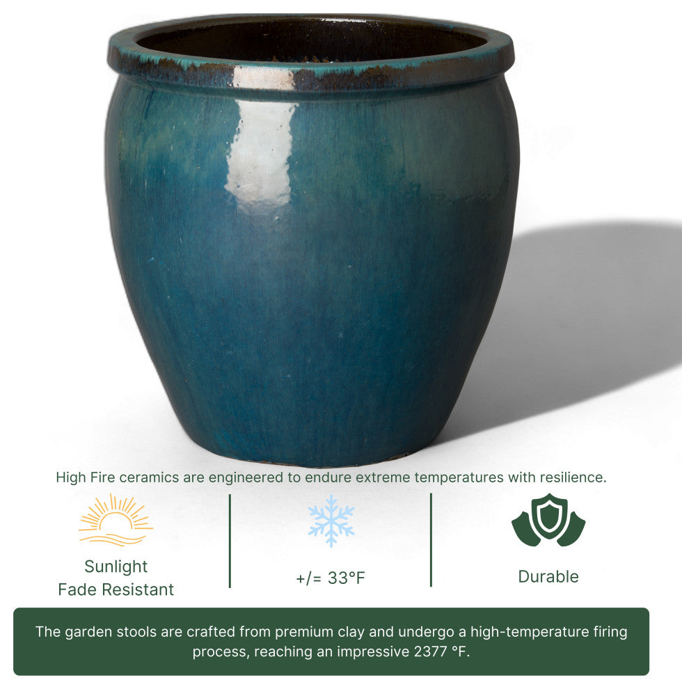 Round Pot Large, Teal 26x26D