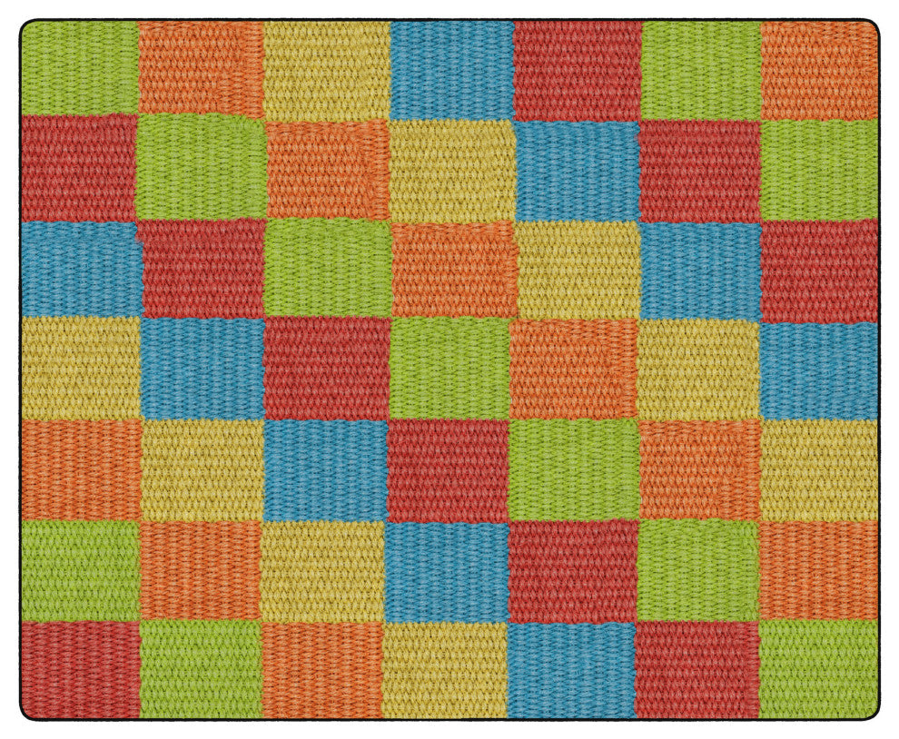 Flagship Carpets FA1009-58FS 10'6x13'2 Cozy BasketWeave Blocks/Multi Rug