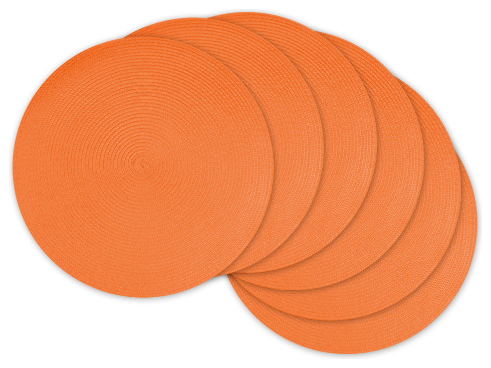 Round Woven Placemats, Set of 6, Guava