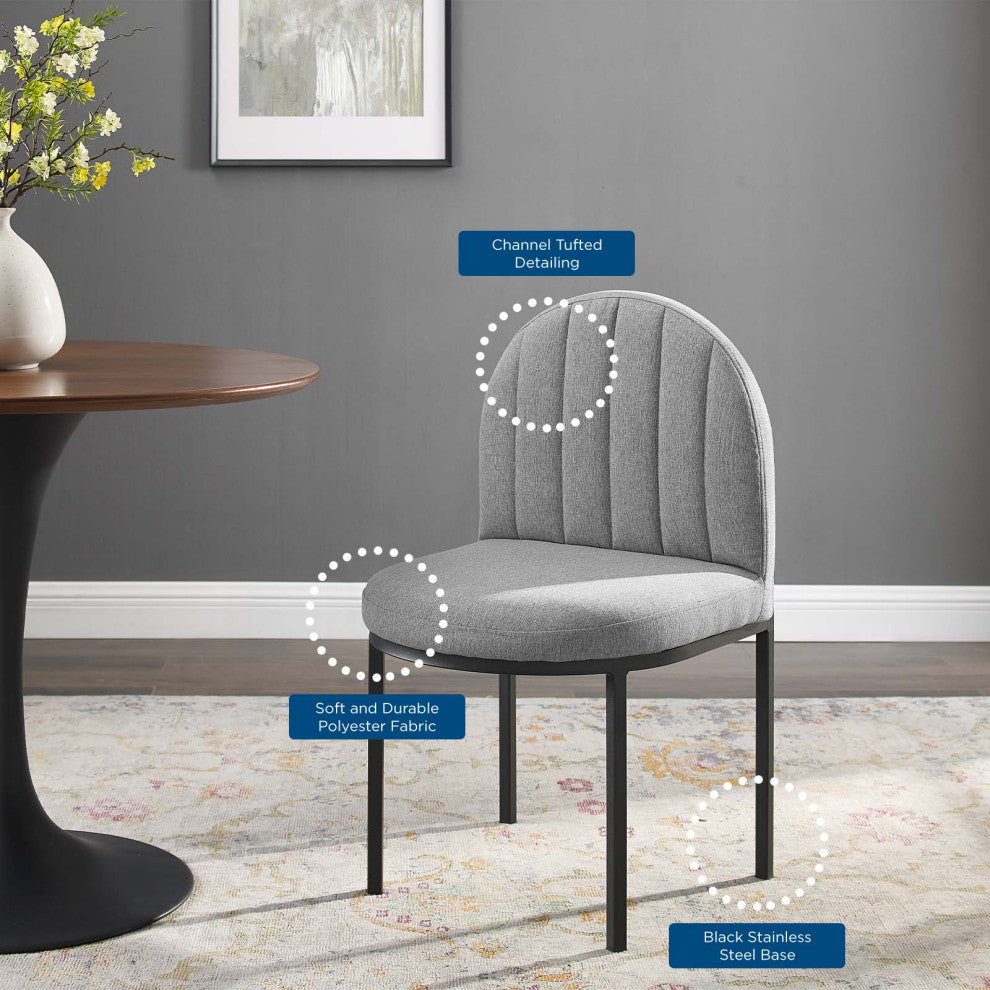 Side Dining Chair, Fabric, Black Gray, Cafe Bistro Restaurant Hospitality