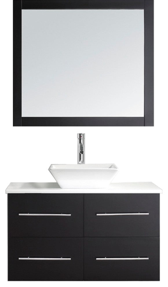 Marsala 35" Single Bathroom Vanity Set Espresso, Engineered Stone Countertop