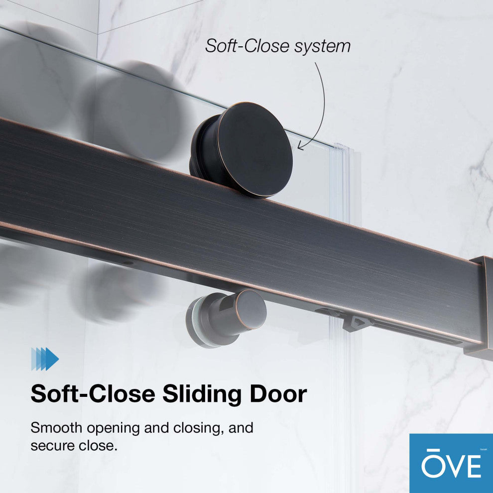 Bel Soft-Close Frameless Sliding Soft Close Shower Door, Oil Rubbed Bronze, 60"