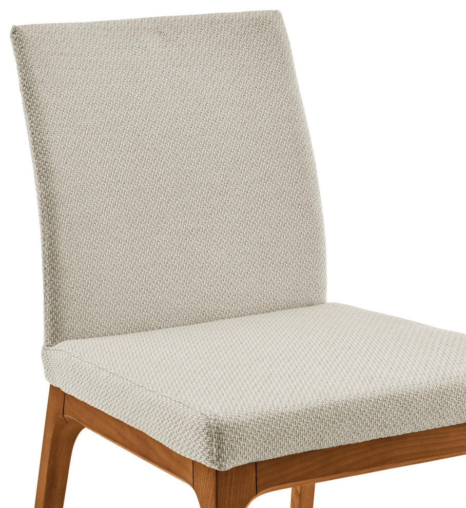 Devon Dining Side Chair Walnut Legs Set of 2, Cardiff Cream, Fabric
