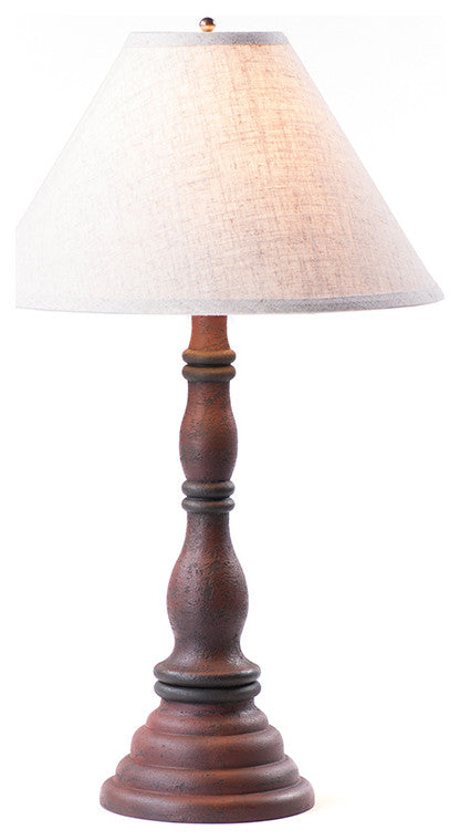 Irvin's Country Tinware Davenport Lamp in Hartford Red and Black with Shade