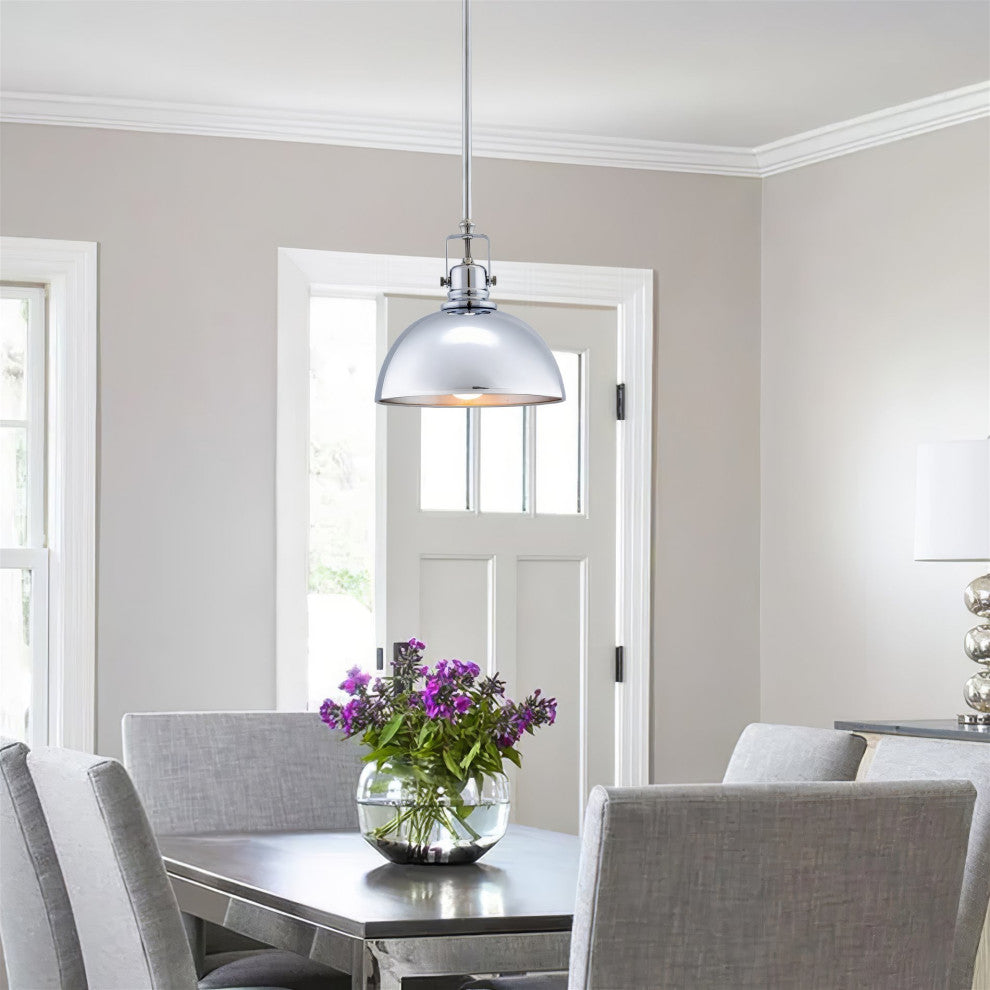 Kira Home Belle 9" Pendant Light, Adjustable Length + Shade Swivel Joint, Chrome