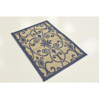 Rug Unique Loom Outdoor Botanical Blue Rectangular 2' 2 x 3' 0
