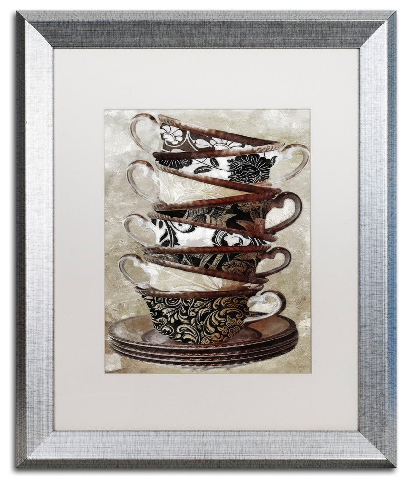 Color Bakery 'Afternoon Tea I' Art, Silver Frame, White Matte, 16"x20"