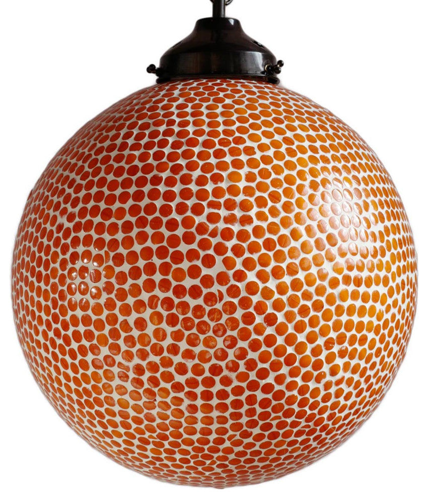 Orange Mosaic Globe Lantern, Large