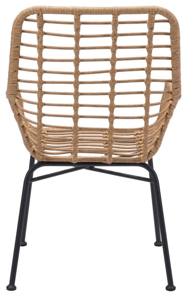 Dining Chair, Set of 2, Aluminum, Metal, Natural, Black, Outdoor Patio Balcony