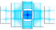 Blue Thermal Infrared Visor, Contemporary Canvas Art Print, 60"x32", 5 Panels