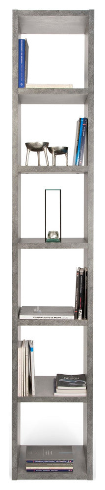 Modern Slim Modular Cube Shelving, Faux Concrete