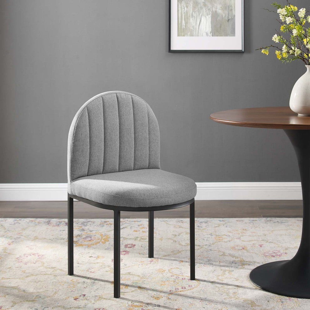 Side Dining Chair, Fabric, Black Gray, Cafe Bistro Restaurant Hospitality