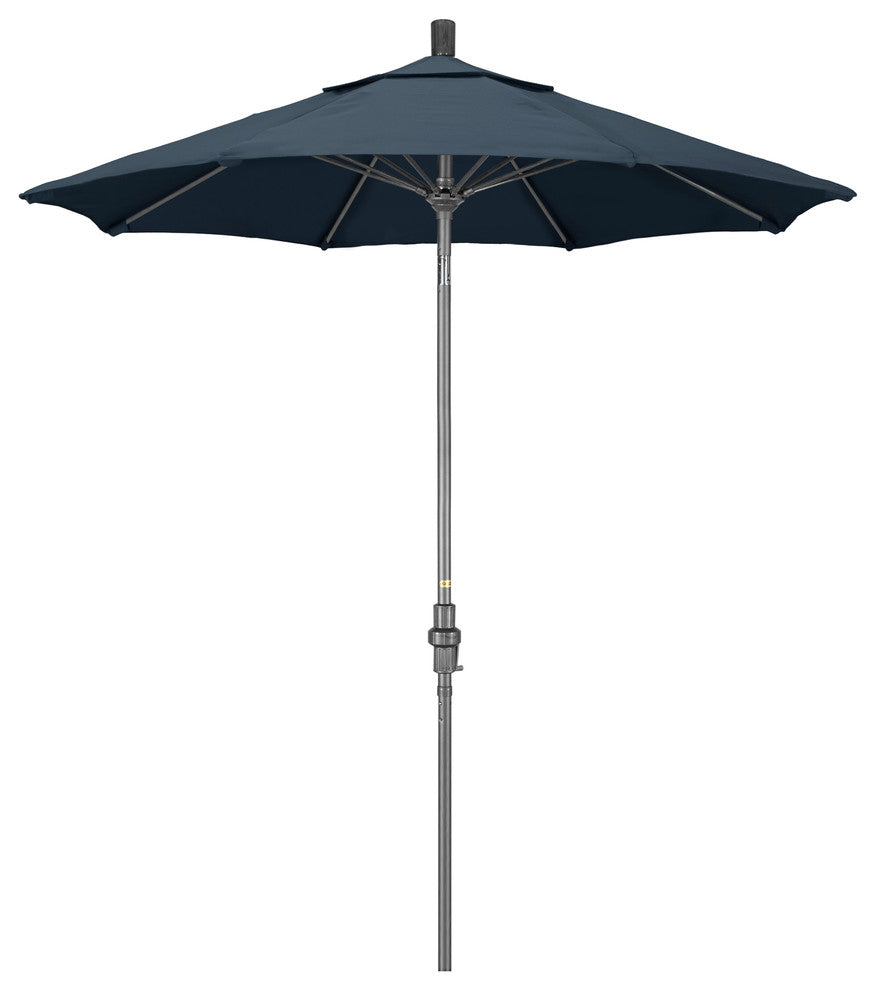 7.5' Grey Collar Tilt Lift Fiberglass Rib Aluminum Umbrella, Pacifica, Sapphire