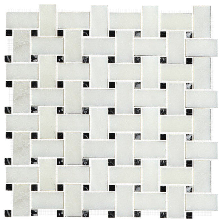 Premium Basketweave Mosaic Tile, Arabescato Carrara, 50 Sq. ft., 12"x12"
