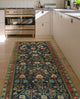 Fine Vintage Distressed Gaylord Navy/Green Runner, 4'3x8'9