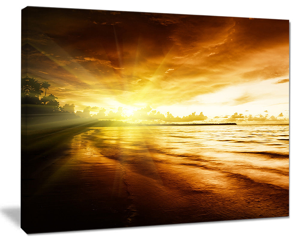 "Breathtaking Yellow Caribbean Beach" Seashore Canvas Wall Art, 40"x30"