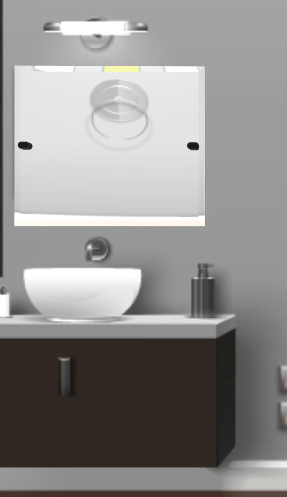 Frameless Landscape Beveled Edge Tilt Mirror, Satin Nickel